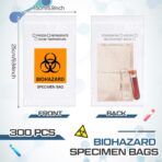 Biohazard Specimen Bags 6 x 9 Inch/ 15 x 25 cm Laboratory Sample Bag with Biohazard Logo Printing Top Sealable Suitable for Lab Test Facilities with External Document Bag(300 Pcs) - Image 3