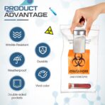 Biohazard Specimen Bags 6 x 9 Inch/ 15 x 25 cm Laboratory Sample Bag with Biohazard Logo Printing Top Sealable Suitable for Lab Test Facilities with External Document Bag(300 Pcs) - Image 4