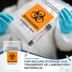 Biohazard Specimen Bags 6 x 9 Inch/ 15 x 25 cm Laboratory Sample Bag with Biohazard Logo Printing Top Sealable Suitable for Lab Test Facilities with External Document Bag(300 Pcs) - Image 5