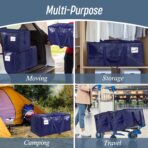 6 Pack Extra Heavy Duty Large Moving Bags with Strong Zipper & Comfortable Handles, Sturdy & Durable Clothes Storage Bags Totes Bins, Blue Packing Moving Boxes for College Supplies, Dark Blue - Image 8