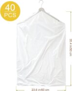 Gretchin 40 Pack Garment Bags - Set of 40, 60x90cm Plastic Dry Cleaning Bags for Hanging Clothes Storage - Image 3