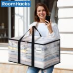 Heavy Duty Clear Moving Bags with Reinforced Handle and Double Zipper, Storage Totes, Packing Bags Alternative to Moving Essential and Supplies Box, Clear, Large, 6 Packs - Image 7