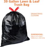 Amazon Basics 39 Gallon Lawn & Leaf Heavy Duty Drawstring Trash Bags, 20% Post Consumer Recycled, 40 Count, Black - Image 4