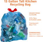 Amazon Basics Blue Recycling Drawstring Trash Bags, Tall Kitchen, Unscented, 13 Gallon, 60 Count - Image 4