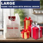 YoYoRain White Thank you T shirt bag, Grocery shopping bag Reusable and Disposable Supermarket Bag 11''x6''x21'' 100PCS - Image 6