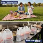 YoYoRain White Thank you T shirt bag, Grocery shopping bag Reusable and Disposable Supermarket Bag 11''x6''x21'' 100PCS - Image 9