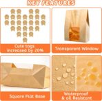 25 Pcs Bread Bags for Homemade Bread, Sourdough Paper Bags With Window, 50% Thicker 13.7x8.2x3.7in A Large Bakery Bag Used for Storage Bakery Cookies & Snacks, 40 Cute Sealing Stickers with Ties - Image 4