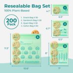 Fit Meal Prep 100% Compostable Food Storage Bags Set, Resealable Bags Plant-Based Freezer Bag for Food, ASTM D6400, US BPI & EU OK Compost Certified - Image 3