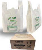 Biodegradable T-Shirt Bags (1000 count) Recyclable Compostable Reusable, white grocery bags/Restaurant bags/convenience stores/bolsas plasticas tipo camiseta biodegradable. - Image 4