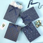 4 Pack 9" Medium Size Gift Bags Assorted Premium Blue Gift Bags with Tissue Paper Use for Birthdays, Baby Shower,weddings,Party Favor, Holiday Presents-7" X 4" X 9" - Image 4