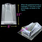 PigPotParty Cellophane Bags 8"x11", 50 Pack Clear Gift Bags, Bottom Gusset for Stand-Up Display, Plastic Cellophane Gift Wrap, Ideal for Goodies, Treats, Party Favors, Mugs, Includes 50 Ties - Image 4