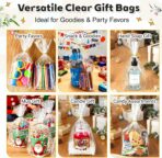 PigPotParty Cellophane Bags 8"x11", 50 Pack Clear Gift Bags, Bottom Gusset for Stand-Up Display, Plastic Cellophane Gift Wrap, Ideal for Goodies, Treats, Party Favors, Mugs, Includes 50 Ties - Image 5