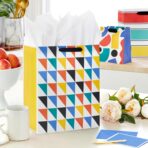 Hallmark Assorted Gift Bags (8 Bags: 3 Small 6", 3 Medium 9", 2 Large 13") Colorful Stripes, Triangles, Shapes - Image 3