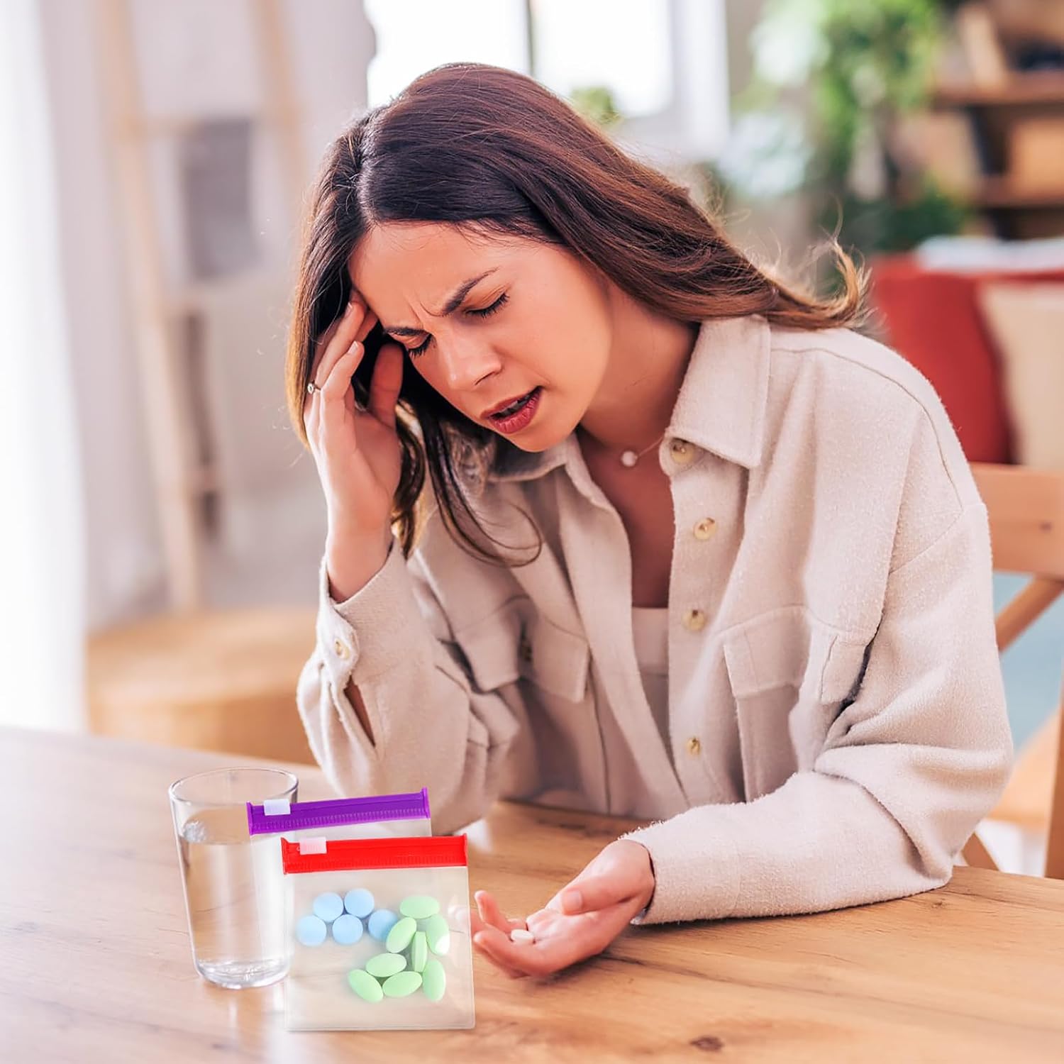 Reusable Zippered Pill Pouch with Slide Lock - 14 Piece Set in 7 Colors - Travel Pill Case for Medicine, Qtips & Small Items - Compact Pill Bags for Trave - Image 7