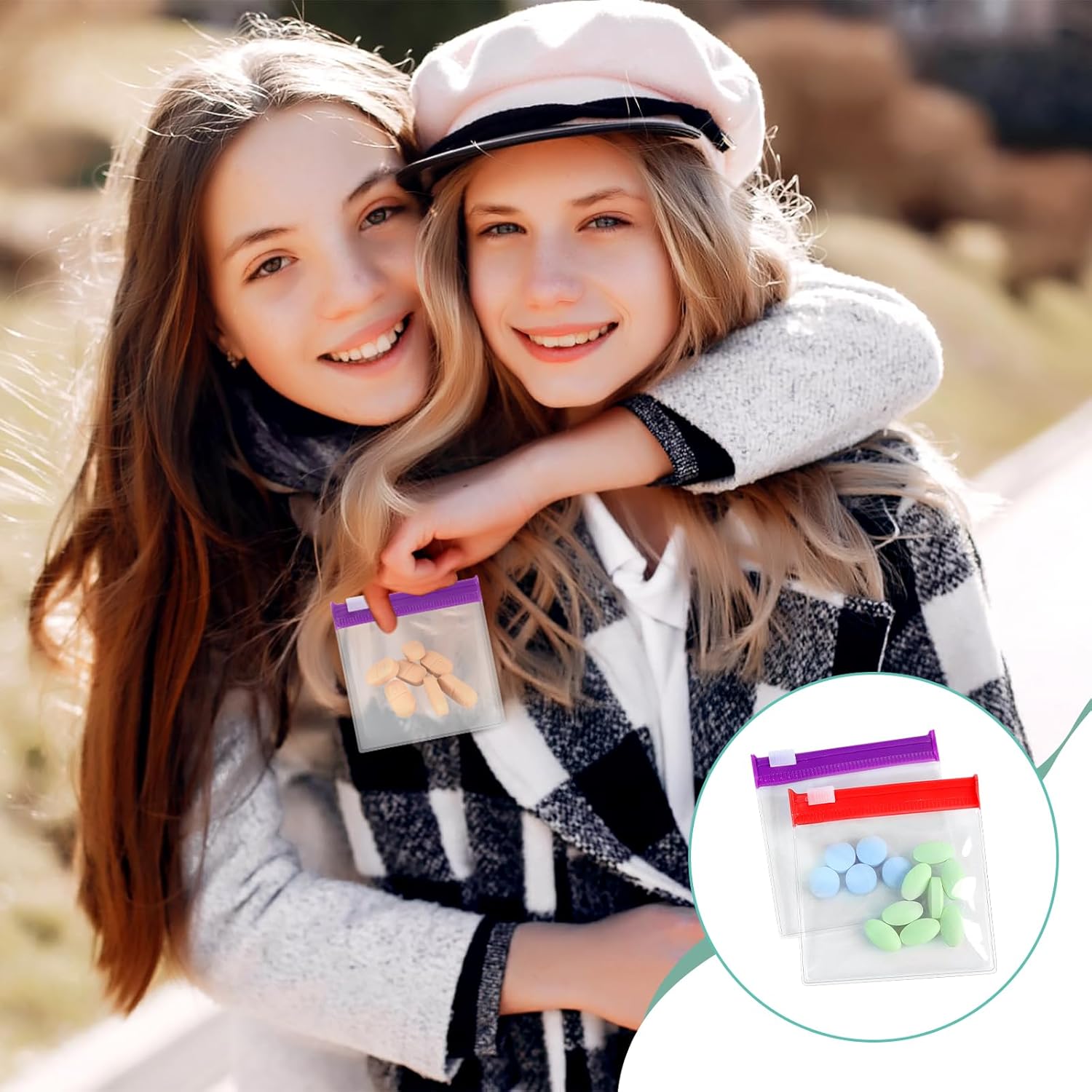 Reusable Zippered Pill Pouch with Slide Lock - 14 Piece Set in 7 Colors - Travel Pill Case for Medicine, Qtips & Small Items - Compact Pill Bags for Trave - Image 8