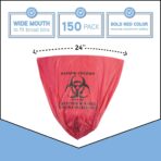 Biohazard Waste Bags, 10-Gallon, 150 Count, Red, No Leak Bags, Medical Grade, Safe Infectious Waste Disposal - Image 3