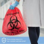 Biohazard Waste Bags, 10-Gallon, 150 Count, Red, No Leak Bags, Medical Grade, Safe Infectious Waste Disposal - Image 6