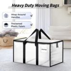 8 Pack Extra Large Heavy Duty Moving Bags, Clear Storage Bins with Lids, Reinforced Handles & Heavy-Duty Zippers Moving Boxes Storage Bags Totes for Clothes Packing, Dorms, College Supplies, Clear - Image 5
