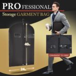5 Pack 40-inch Suit Bag Garment Bag for Travel and Storage, Garment Bags for Hanging Clothes with Zipper and Visible Transparent Window, Black - Image 5