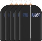 5 Pack 40-inch Suit Bag Garment Bag for Travel and Storage, Garment Bags for Hanging Clothes with Zipper and Visible Transparent Window, Black - Image 10