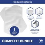 Wallaby 50 Count 1-Pint Gusset Mylar Bags with Labels, 11 Mil Total Thickness Long-Term Food Storage Pouches, 8x6 Stand-Up Zipper Heat-Sealable Airtight Packaging - Silver - Image 4