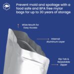 Wallaby 50 Count 1-Pint Gusset Mylar Bags with Labels, 11 Mil Total Thickness Long-Term Food Storage Pouches, 8x6 Stand-Up Zipper Heat-Sealable Airtight Packaging - Silver - Image 5