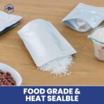 Wallaby 50 Count 1-Pint Gusset Mylar Bags with Labels, 11 Mil Total Thickness Long-Term Food Storage Pouches, 8x6 Stand-Up Zipper Heat-Sealable Airtight Packaging - Silver - Image 8