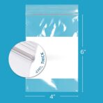 GPI - 4" x 6" - Bulk Pack of 100, 4 Mil Thick, Heavy Duty, Clear Plastic Reclosable Zip Bags, With Write-on White Block for Labeling, Strong & Durable Poly Baggies With Resealable Zipper Top Lock. - Image 3
