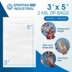 Spartan Industrial - 3” X 5” (1000 Count) 2 Mil Clear Reclosable Zip Plastic Poly Bags with Resealable Lock Seal Zipper - Image 3