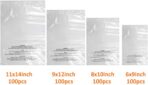 400 Count Combo Pack Warning Bags - 6x9, 8x10, 9x12, 11x14 Inch Self Seal Clear Poly Bags with Suffocation Warning with Permanent Adhesive, Strong Adhesive, Not Resealable (1.5mil) - Image 4