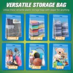 HIBAG 25 Gallon Jumbo Storage Bags, 35” x 24” Resealable Clear Bags with Handle, Extra Large XL Heavy Duty for Clothes Pillow Travel Moving, Pack of 3 - Image 4