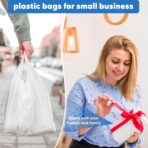Plastic Bags, (11.5”x 6.5" x 21”)(200Pack) White Plastic Shopping Bags with Handles for Small Business Grocery T Shirt Bag Reusable and Disposable, in Bulk - Image 5