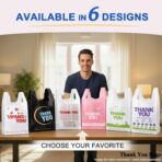 YoYoRain 1000 Pack White Thank You T-Shirt Bags with Handles, 11"x6"x21" Plastic Shopping Bags for Grocery, Retail & Takeout - Image 3
