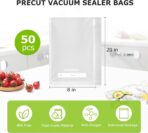 Bonsenkitchen Vacuum Sealer Bags, 50 Quart 8" x 12" Precut Food Sealer Bags, Commercial Grade, BPA Free, Heavy Duty, Customized Size Vacuum Bags for Vac Storage, Meal Prep or Sous Vide Cooking, VB12 - Image 3