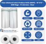 ASSUREPAK Plastic Bag - Clear HDPE Produce Rolls - 3500 Bags - 10"x15" 11 mic (0.44 mil) - Image 4