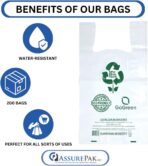 ASSUREPAK White Reusable/Eco-Friendly LDPE T-Shirt - 1/6 BBL 11.5"X6.5"X21" - 200 Bags - 57 Micron (2.25 mil) - White - WHLD40REC225REU1221 - Image 8