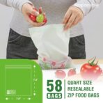 Responsible Products Certified Compostable QUART Resealable Zip Bag, Extra Strength Food Bags, Plant-Based Freezer-Safe (58 Pack) - Image 3