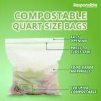 Responsible Products Certified Compostable QUART Resealable Zip Bag, Extra Strength Food Bags, Plant-Based Freezer-Safe (58 Pack) - Image 4