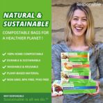 Responsible Products Certified Compostable QUART Resealable Zip Bag, Extra Strength Food Bags, Plant-Based Freezer-Safe (58 Pack) - Image 6
