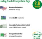 2.6 Gallon Compostable Food Scrap Bags by BioBag, 100 Count, BPI Certified, Meets ASTM D6400 Standards, Made in USA, Kitchen Counter Bin Liners - Image 7