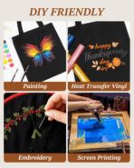 Lzerking Canvas Tote Bag Bulk for DIY Projects, 13x15 Inches Tote Bags for Grocery Shopping, 10oz Machine Washable Fabric - Image 5