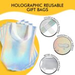 RACETOP 15 Pcs Iridescent Glossy Gift Bags Medium Size, 8x4x10 Inch Holographic Reusable Gift Bags with Handles, Ideal for Birthday, Wedding, Bachelorette, Party Favors, Holiday Goodie - Image 4