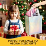 RACETOP 15 Pcs Iridescent Glossy Gift Bags Medium Size, 8x4x10 Inch Holographic Reusable Gift Bags with Handles, Ideal for Birthday, Wedding, Bachelorette, Party Favors, Holiday Goodie - Image 5