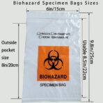 200pcs Biohazard Specimen Bags, 6x9.8in/15x25cm Laboratory Sample Bag with Biohazard Logo Printing, Ziplock Top with Outside Pocket Paperwork Pouch - Image 3