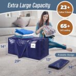 12 Pack Extra Heavy Duty Large Moving Bags with Strong Zipper & Comfortable Handles, Sturdy & Durable Clothes Storage Bags Totes Bins, Packing Moving Boxes for College Supplies, Dark Blue - Image 4
