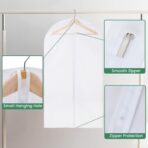 12 Pack Garment Bags for Hanging Clothes - Translucent Suit Bag for Closet Wardrobe Storage Travel - 24" x 42" - Image 5