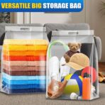 6Pack Extra Large Plastic Storage Bags 10 Gallons 24"x20"x7" Zero BPA Double Zipper Seal 4 Mils Thick Double Layer Carry Handle Resealable Moving Seasonal Travel Clothes - Image 5