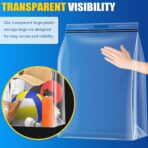 6Pack Extra Large Plastic Storage Bags 10 Gallons 24"x20"x7" Zero BPA Double Zipper Seal 4 Mils Thick Double Layer Carry Handle Resealable Moving Seasonal Travel Clothes - Image 8