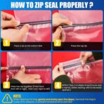 6Pack Extra Large Plastic Storage Bags 10 Gallons 24"x20"x7" Zero BPA Double Zipper Seal 4 Mils Thick Double Layer Carry Handle Resealable Moving Seasonal Travel Clothes - Image 9