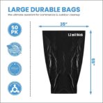 ToughBag 55 Gallon Trash Bags, 55-60 Gallon Trash Bags Heavy Duty (50 COUNT) - Large Black Trash Can Liners, 50-60 Gal for Contractors, Commercial, and Lawn - Made in USA - Image 3